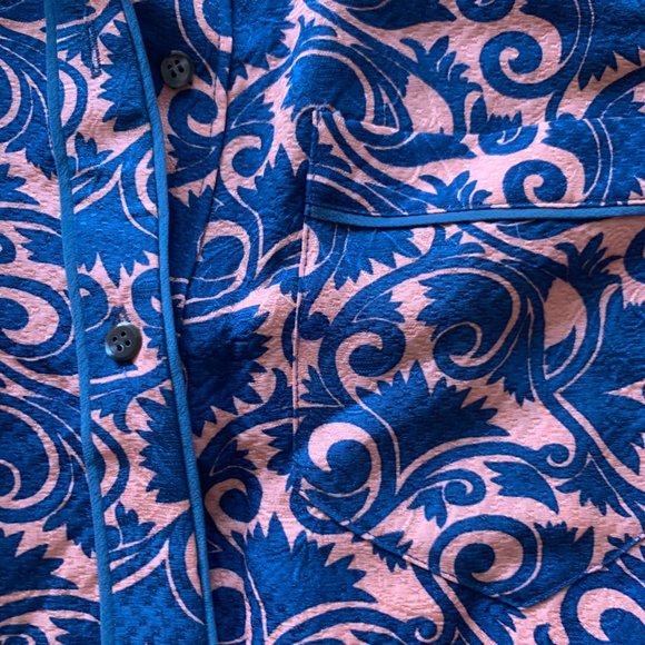 NWT Marc by Marc Jacobs Women 100% Silk Blouse Sz 2 Apricot Rose Blue Me… - Picture 3 of 3